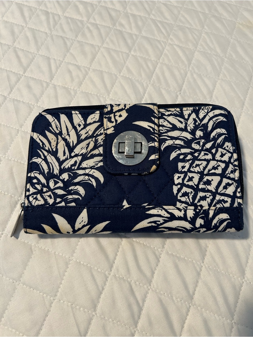 Pineapple Navy and White Quilted Wallet